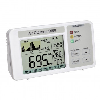 Air Controll 5000 - CO2-Monitor mit Temperatur und Luftfeuchteanzeige - Ampelfunktion und Datenlogger-Funktion AIRCO2NTROL 5000 -