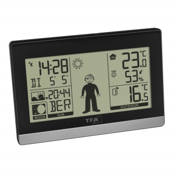 Funk-Wetterstation WEATHER BOY schwarz mit Wettermännchen-Animation