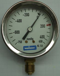 Feindruck-Mano- Vakuumeter NG 63   . 650 + 450 mmHg