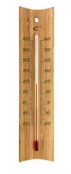 Analoges Innen - und Aussenthermometer aus Bambus - gut lesbare rote Thermometerkapillare