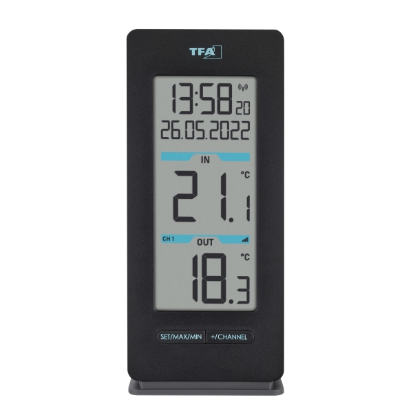 Funk Thermometer mit Großanzeige für Innen- und Außentemperatur