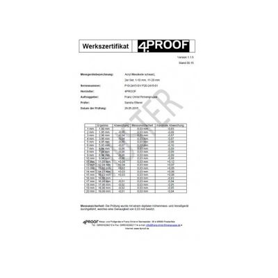 Acryl-Messkeile schwarz 2 Stück im Set  1-10mm, 11-20mm mit Werkszertifikat