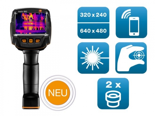 Wärmebildkamera testo 883 SET  mit 2 Objektiven - Thermograph App und Sonderzubehör