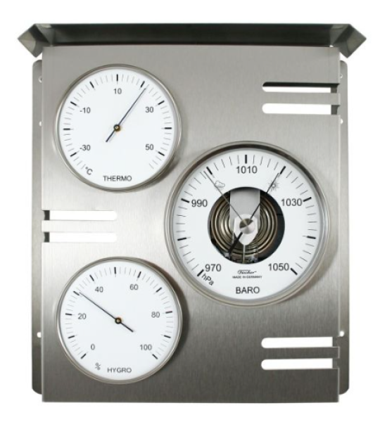 Fischer Außenwetterstation in Edelstahl - sehr gut ablesbar -