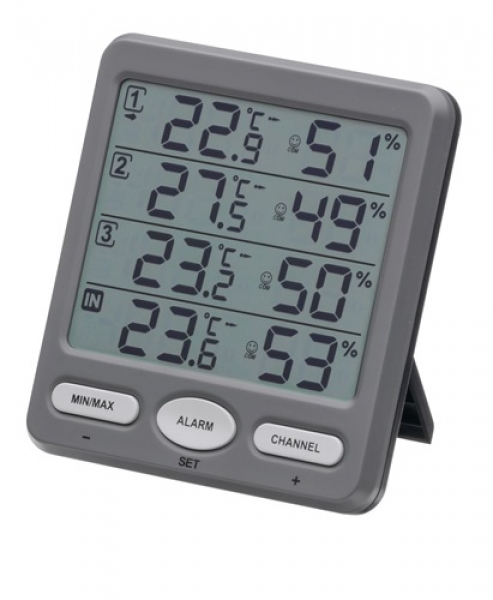 Funk-Thermo-Hygrometer mit 3 Sendern - Klima-Monitor - 433 MHz