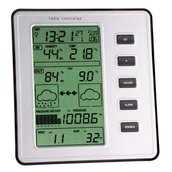 Funk-Wetterstation STRATOS mit Außentemperatur - Regenmenge - Windgeschwindigkeit