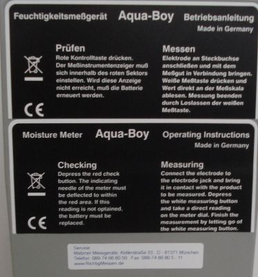 Aqua Boy Papierfeuchtigkeit Messgeraet PMI 4-12