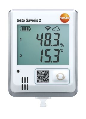 Testo Saveris 2-H1 - Funk-Datenlogger mit Display und integriertem Temperatur- und Feuchtefuehler sowie kostenlosem Cloud-Zugang