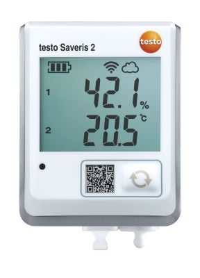 Testo Saveris 2-H2 - Funk-Datenlogger mit Display und anschliessbarem Temperatur- und Feuchtefuehler sowie kostenlosem Cloud-Zugang