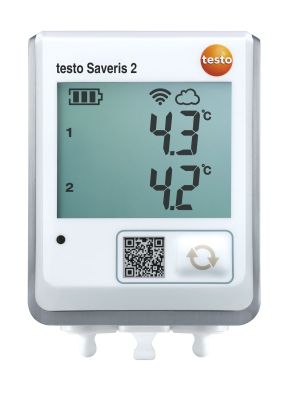 Testo Saveris 2-T2 - Funk-Datenlogger mit Display und 2 Anschluessen fuer NTC-Temperaturfuehler sowie kostenlosem Cloud-Zugang